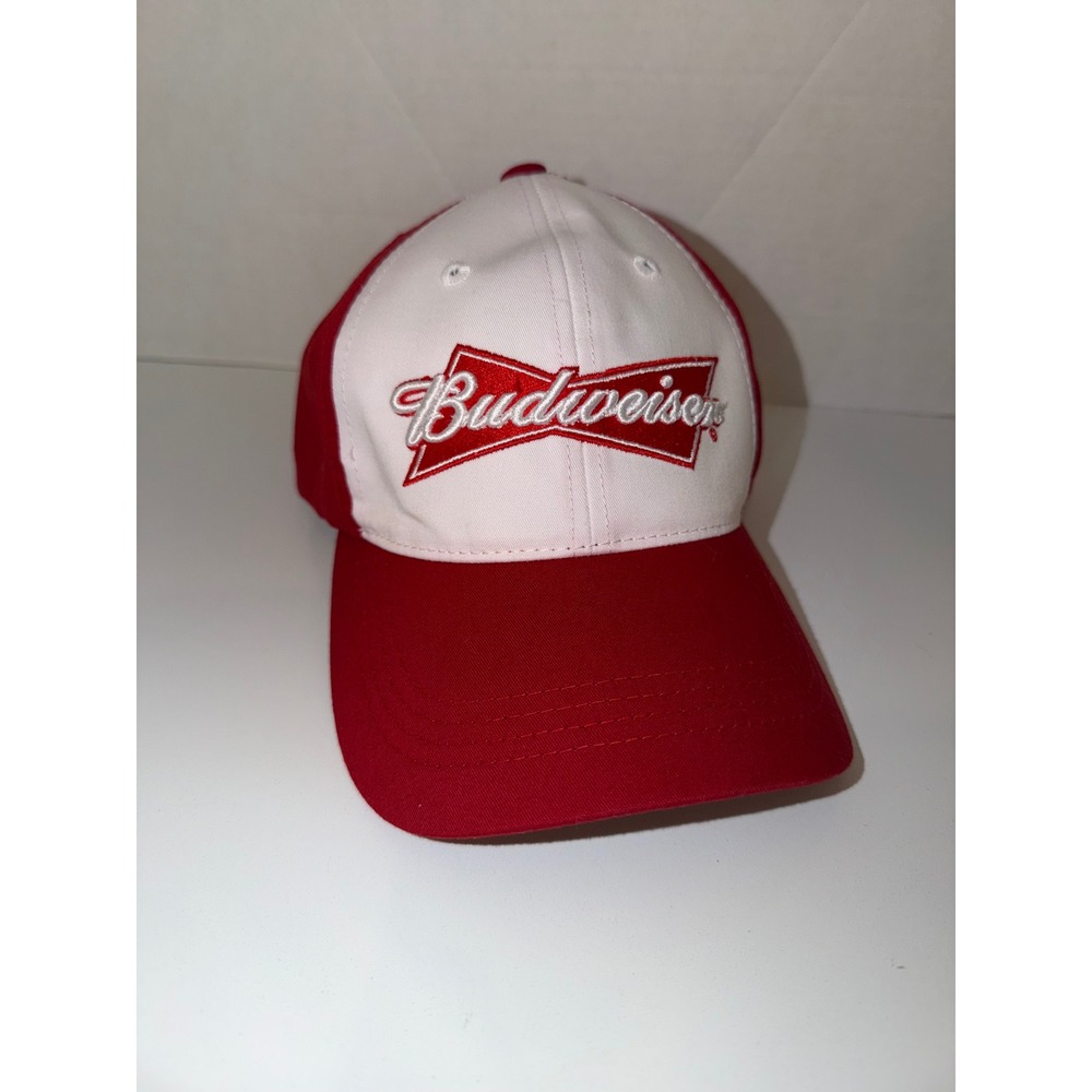 Budweiser Beer Hat Red White Logo Adjustable Baseball Cap 2011 Vintage Style